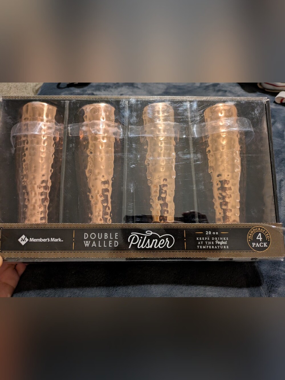 Copper Double-Walled Pilsner Glasses - 4 Pack
